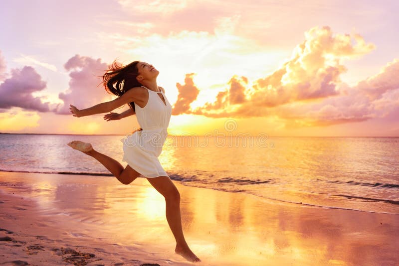 Freedom wellness happiness concept - happy woman