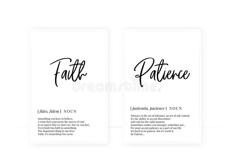 Faith and patience definition, vector