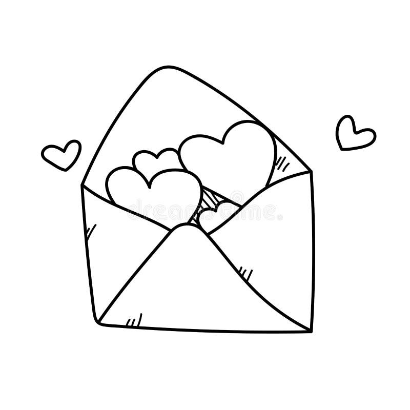 Freehand Drawing Love Letter Illustration. Stock Illustration