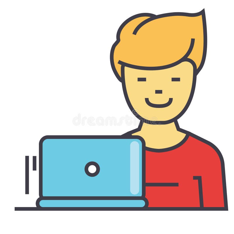 Freelancer arbete på bärbara datorn, programmerare, begrepp för rengöringsdukbärare royaltyfri illustrationer Freelancer arbete på bärbara datorn, programmerare, begrepp för rengöringsdukbärare royaltyfri illustrationer