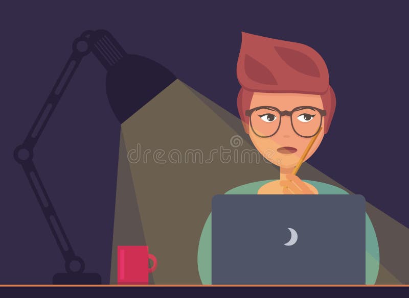 Trabalho freelancer noturno ilustração royalty free