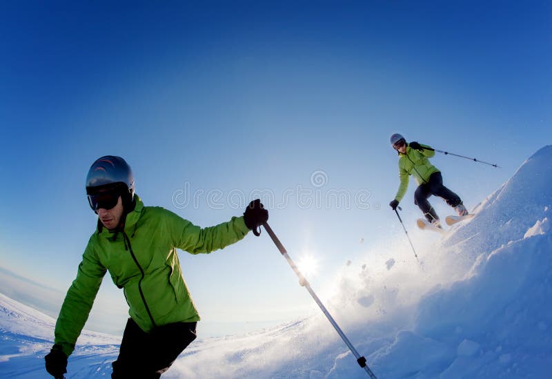 Freeride skier stock photography