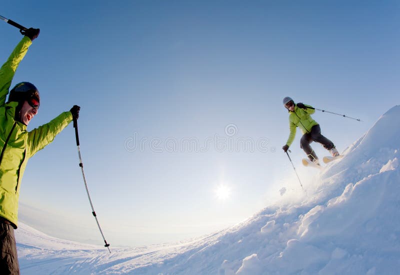 Freeride skier stock images