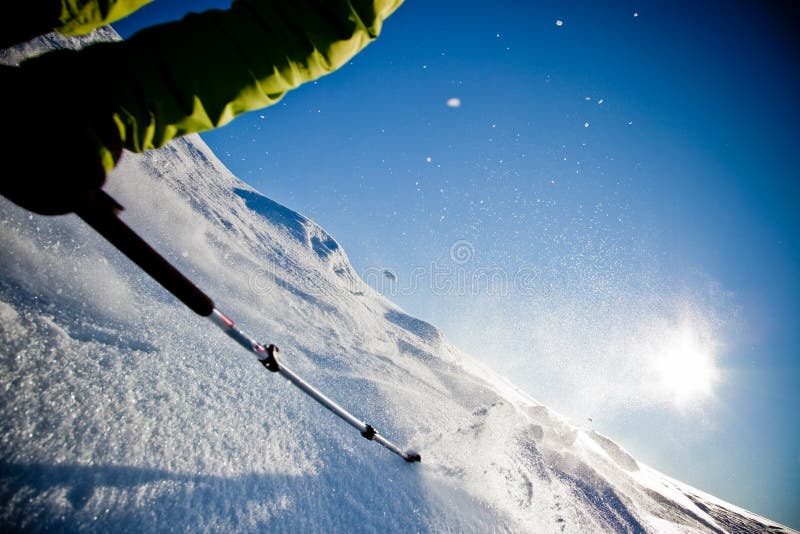 Freeride skiing royalty free stock photography