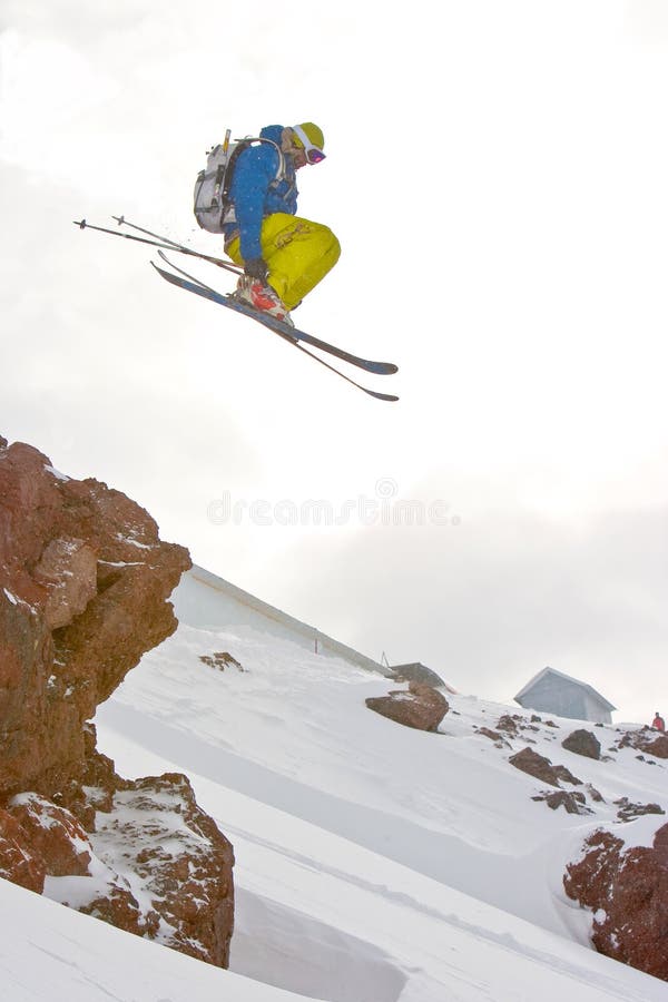 Freerider jumping in a mountains