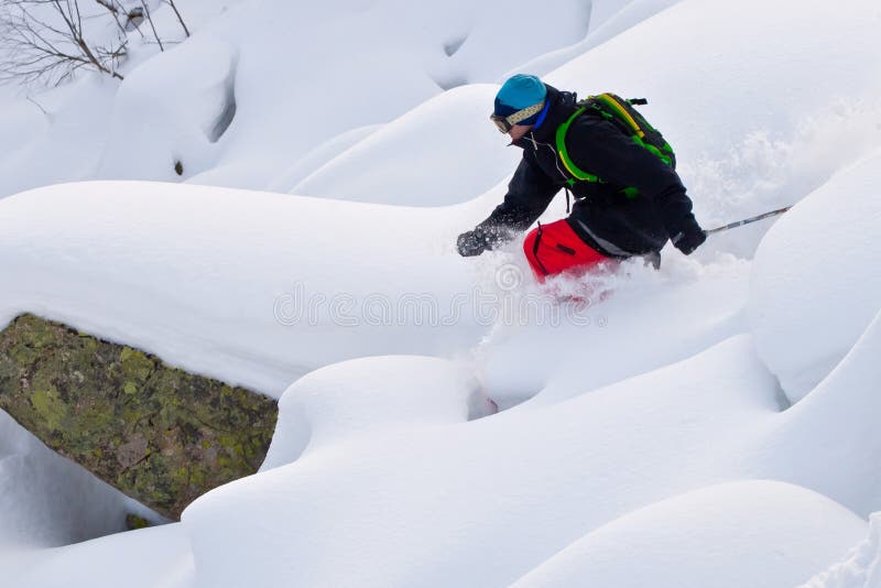 Freerider skiing in Siberia