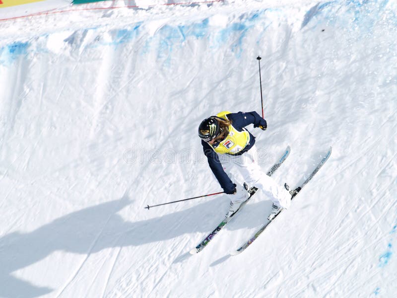 Snowboarder on Half Pipe of Pradollano Ski Resort in Spain Stock Image ...