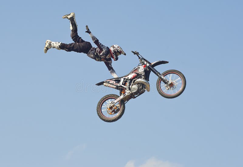Freestyle motorcycle jump editorial image. Image of adventure 22938345