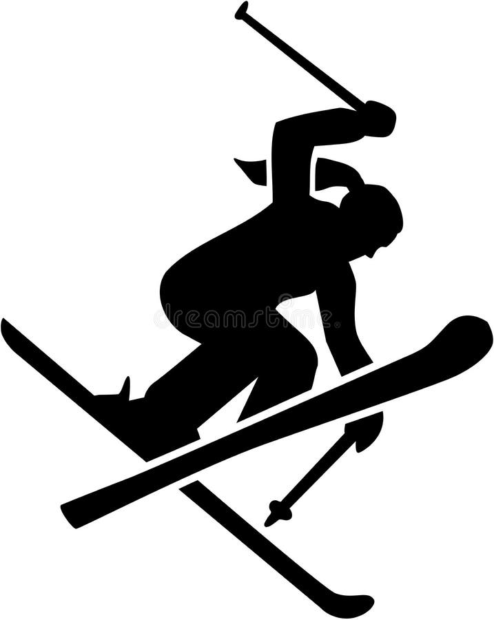 Silhouette of a Freestyle Skier Jumping Isolated. Winter Sport ...