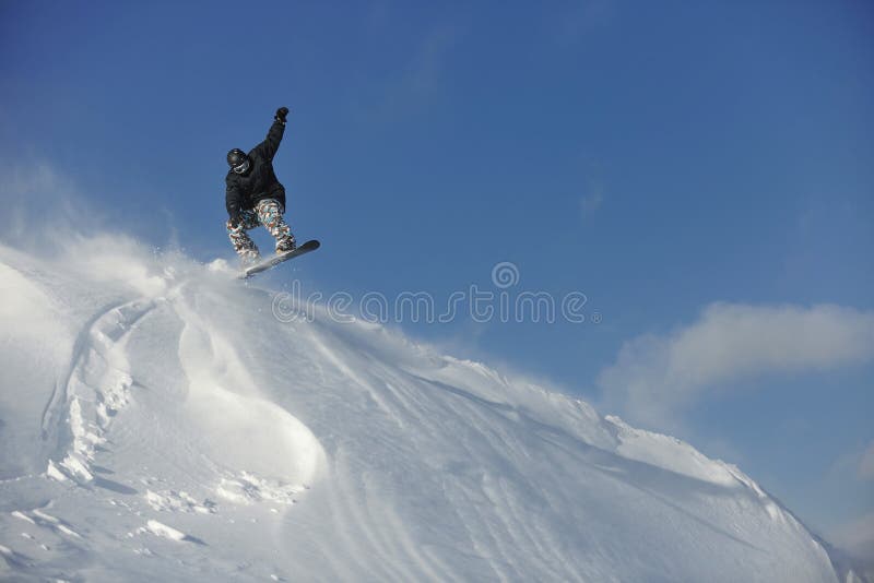 Freestyle Snowboarder Jump and Ride Stock Photo Image of extreme