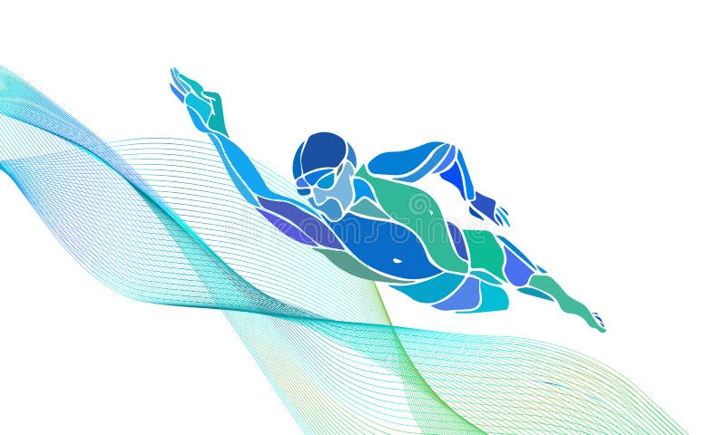 Freestyle Swimmer Silhouette. Sport swimming