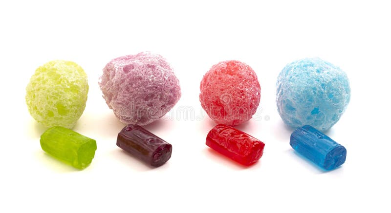 Freeze Dried Fruit Flavored Candy Isolated on a White Background