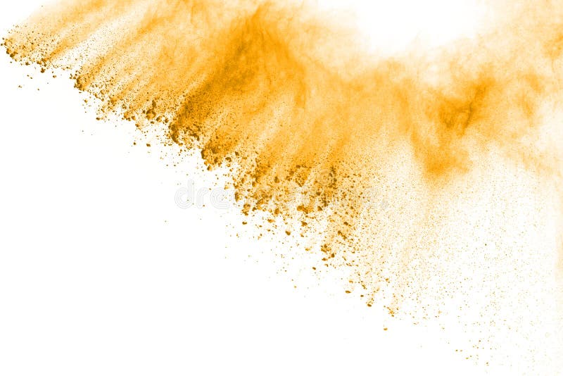 Yellow Powder Explosion on White Background. Stock Image Image of