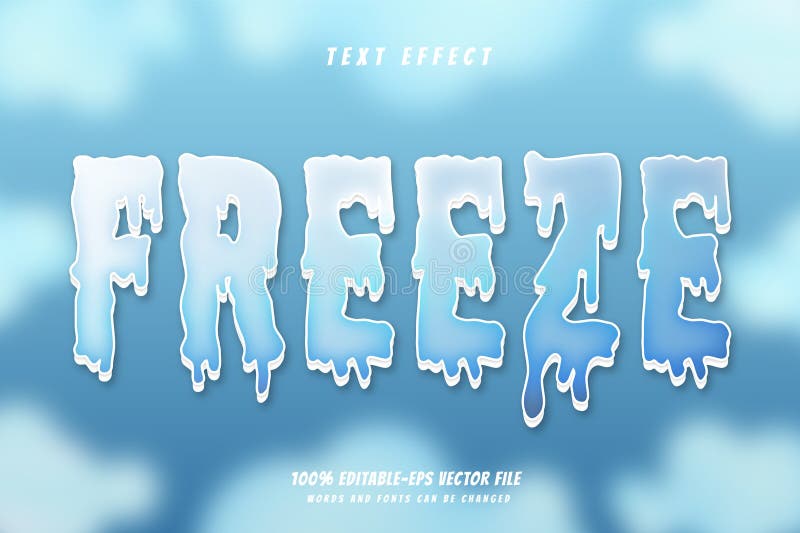 Слово freeze. Шрифт с эффектом заморозки. Txt Freeze logo.