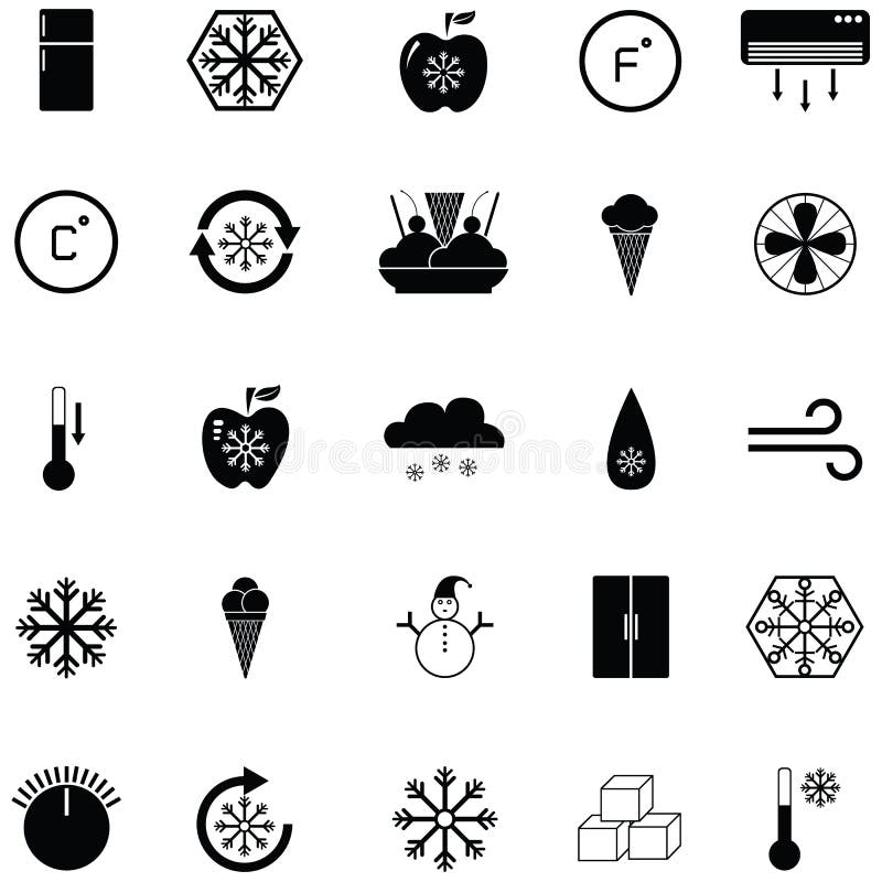 Freezer icon set stock vector. Illustration of thin 120565325