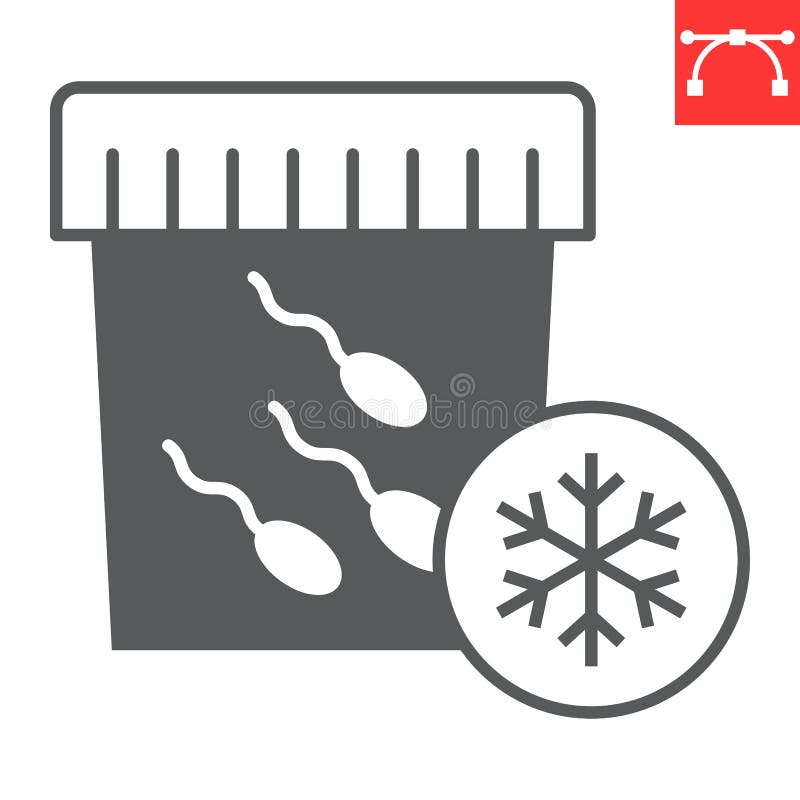 Freezing sperm glyph icon, reproduction and insemination, cryobank vector icon, vector graphics, editable stroke solid sign, eps 10.