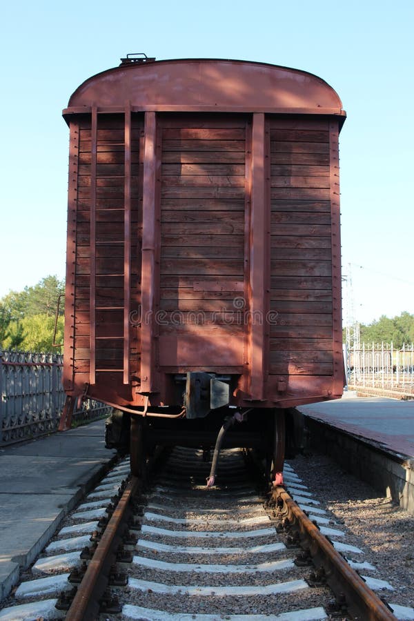 Freight Train Car on the Railway for Rail Transportation Stock Photo