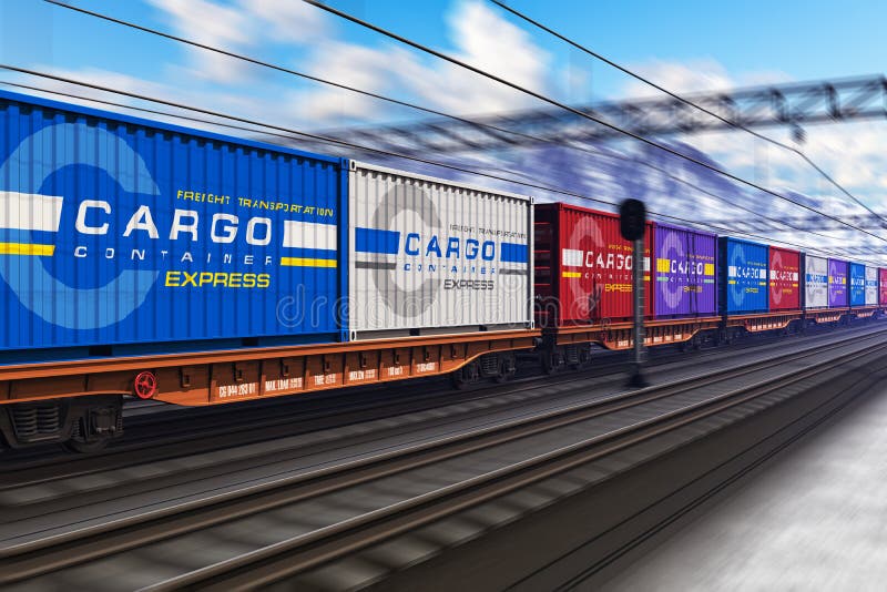 Freight Train with Cargo Containers Stock Illustration Illustration