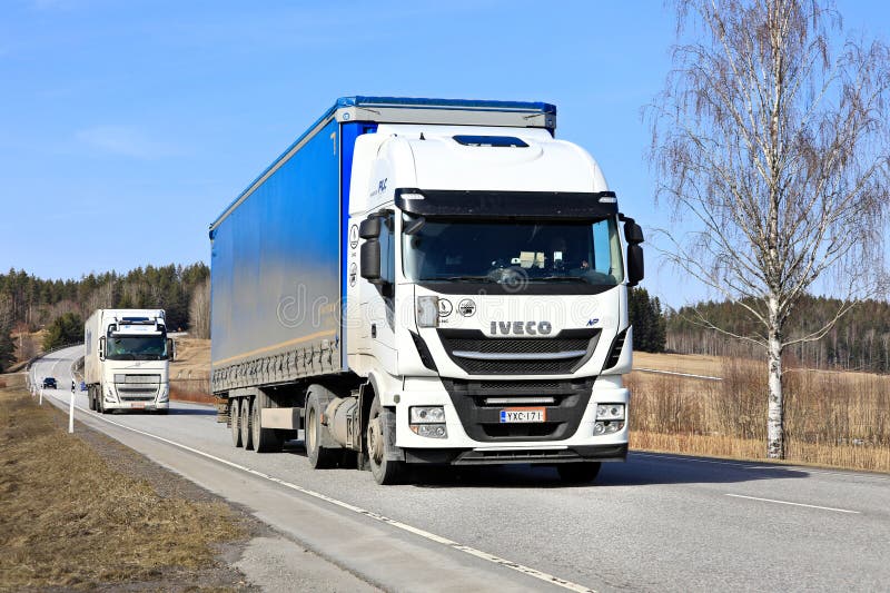 New, white Volvo FMX heavy duty truck for construction parked on a yard.  Front view, detail. Forssa, Finland. June 10, 2022 Stock Photo - Alamy