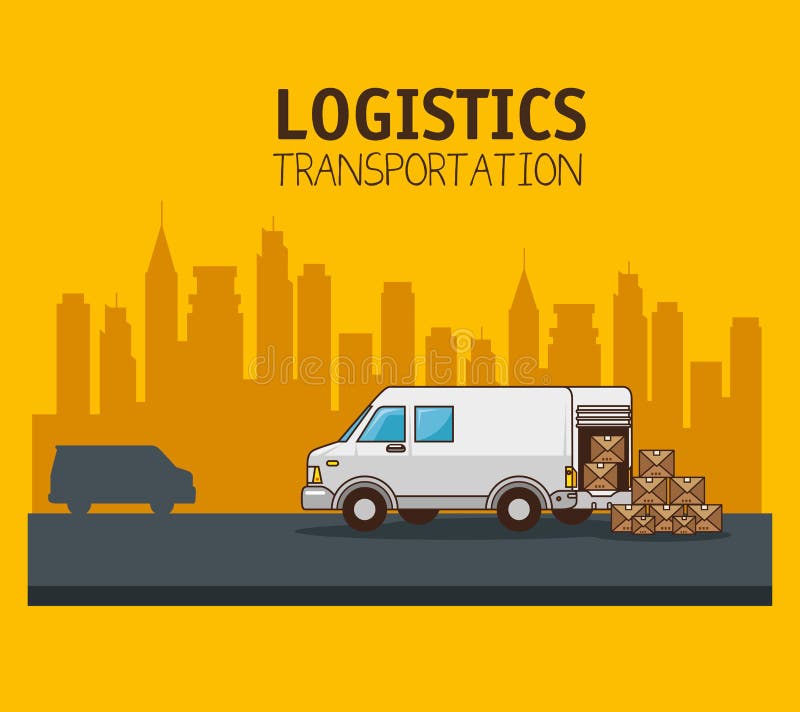 Freight transportation and delivery logistic vector illustration