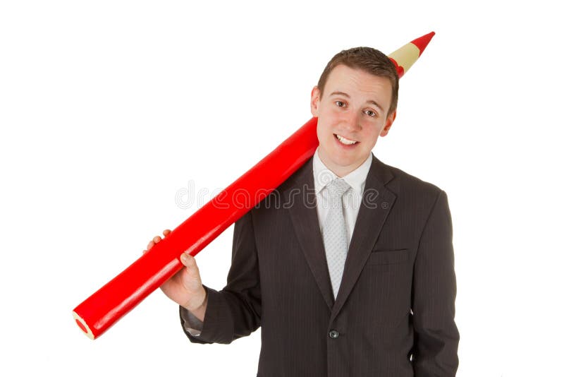 Freindly businessman with red pencil