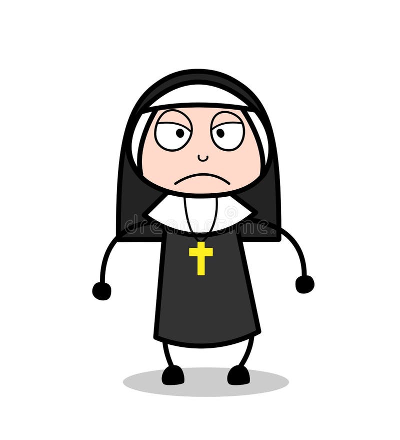 Freira Priest dos desenhos animados no vetor irritado do humor ilustração stock Freira Priest dos desenhos animados no vetor irritado do humor ilustração stock