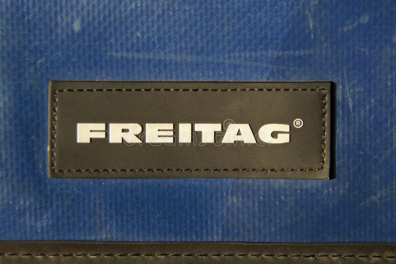 Freitag messenger bag logo editorial stock photo. Image of fabric ...