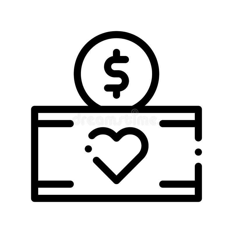 Volunteers Support Thing Box Vector Thin Line Icon. Volunteers Support, Help Charitable Organizations, Heart Package With Coin Dollar Financial Patronage Linear Pictogram. Contour Illustration. Volunteers Support Thing Box Vector Thin Line Icon. Volunteers Support, Help Charitable Organizations, Heart Package With Coin Dollar Financial Patronage Linear Pictogram. Contour Illustration