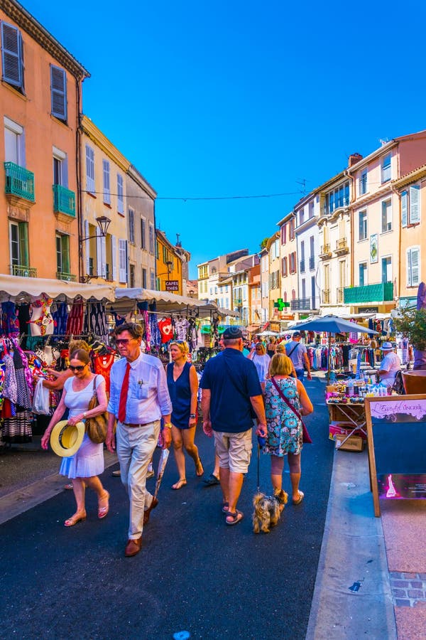 FREJUS, FRANCE, JUNE 16, 2017: View of a Street Market in Frejus ...