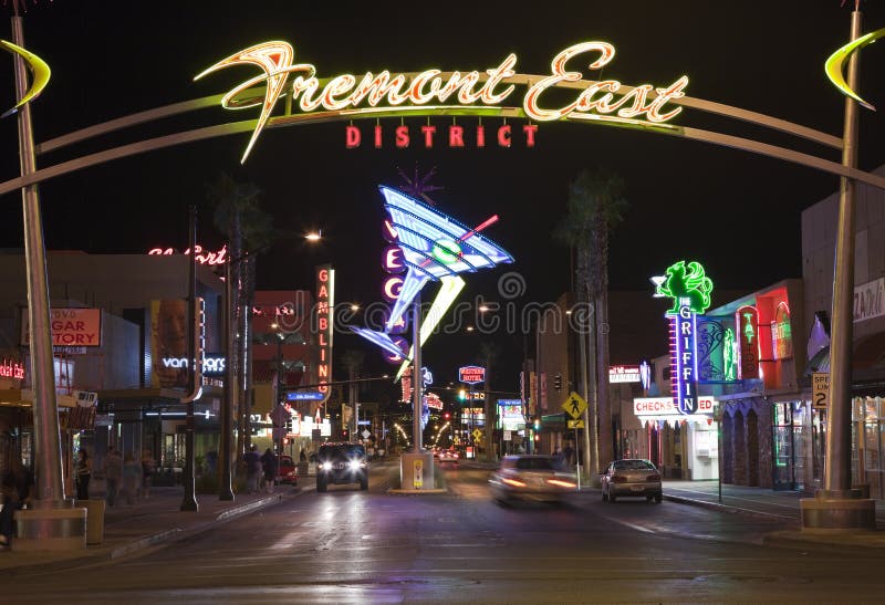Fremont East Night editorial stock photo. Image of lights 16479898