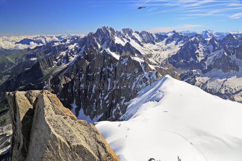French Alps Mountains glacier near Aiguille du Midi, France