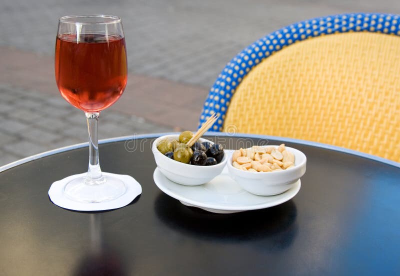 French aperitif kir cassis and nibbles