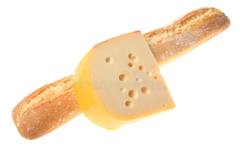 French Baguette and Slice of Cheese Stock Image Image of hole, food
