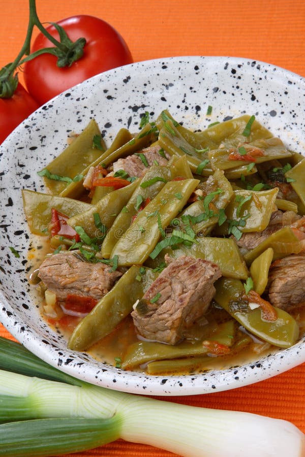 French beans salad with meat