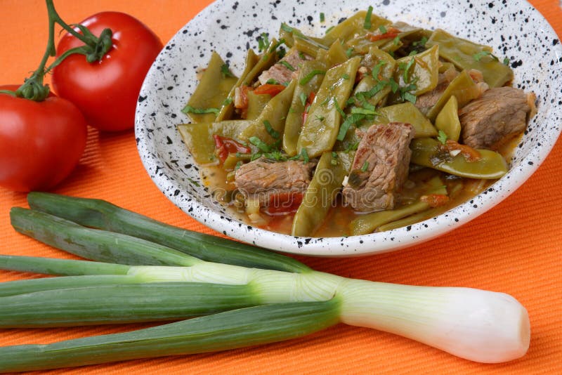 French beans salad with meat