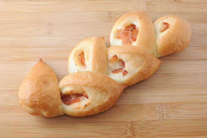 French Bread Bacon Epi on Cutting Board Stock Image Image of french
