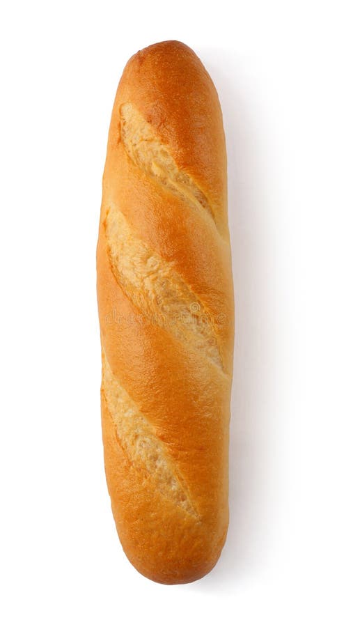 A loaf of french bread on white background