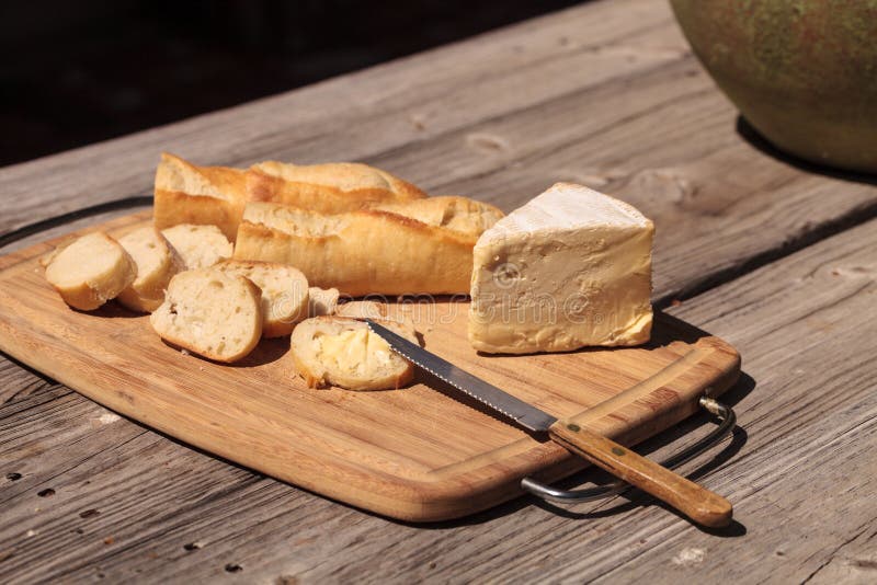 French Bread and Triple Cream Brie Cheese Stock Image Image of