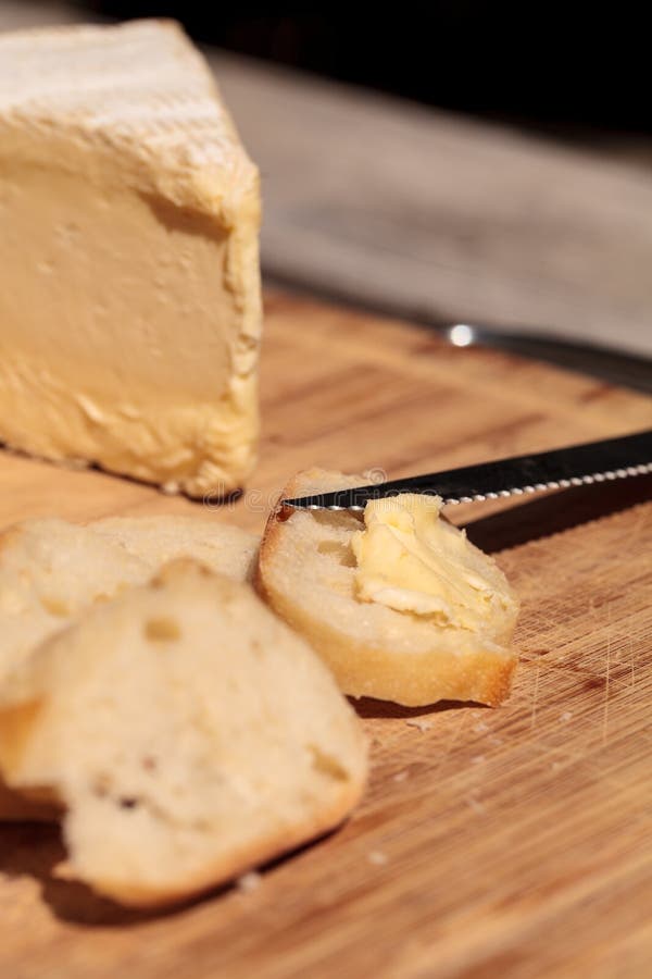 French Bread and Triple Cream Brie Cheese Stock Image Image of