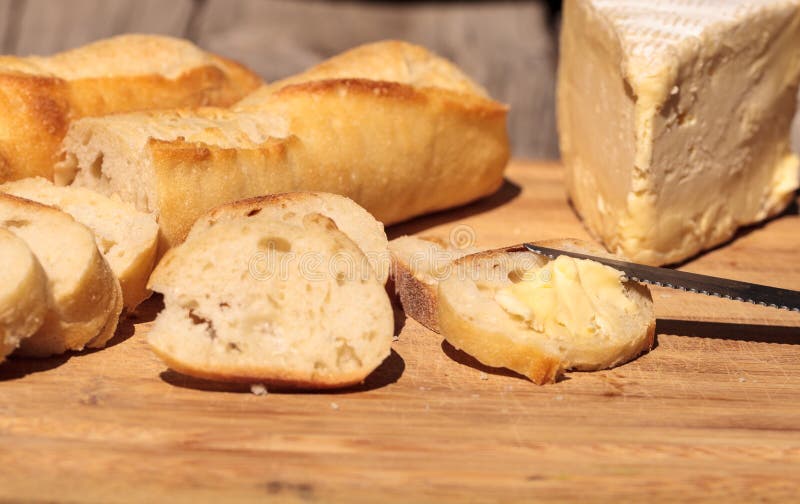 French Bread and Triple Cream Brie Cheese Stock Image Image of brie