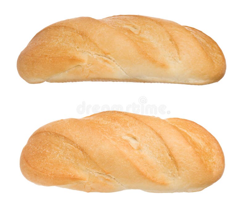 French bread on white background