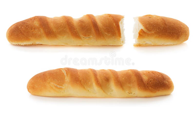 French bread isolated on white background. French bread isolated on white background