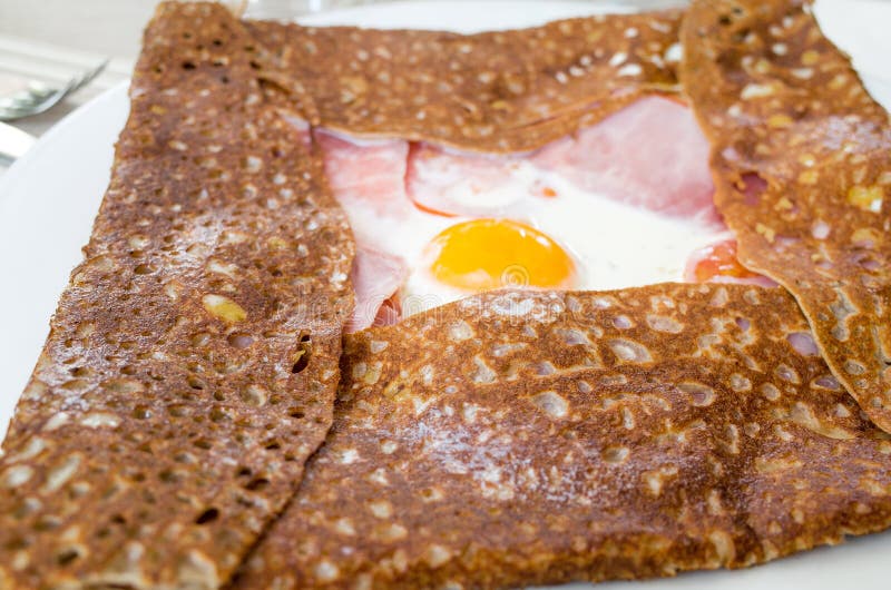 French Buckwheat Galette with Egg Stock Image Image of salt, cheese