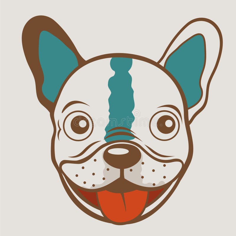 French bulldog funny face stock illustration