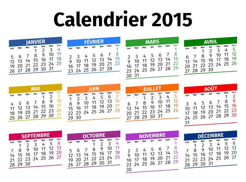 French calendar 2015 vector illustration