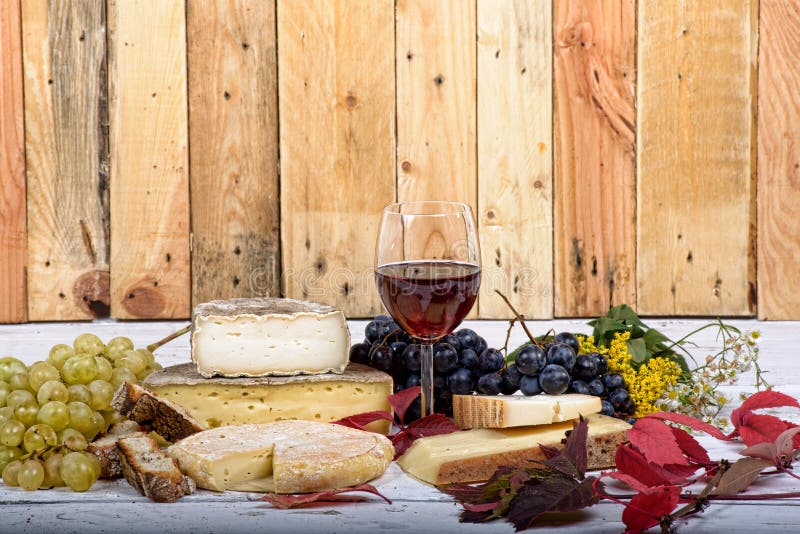 French Cheese with Bottle of Wine Stock Photo Image of french