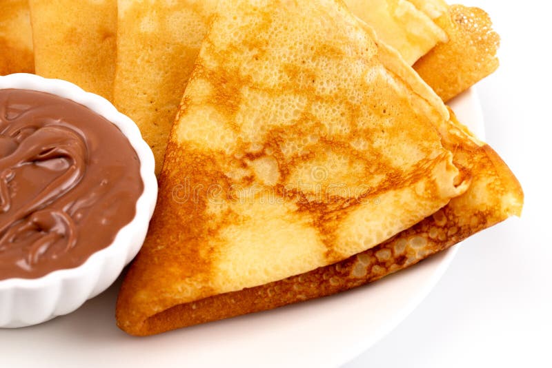 French Crepes with Chocolate Hazelnut Spread Stock Photo Image of