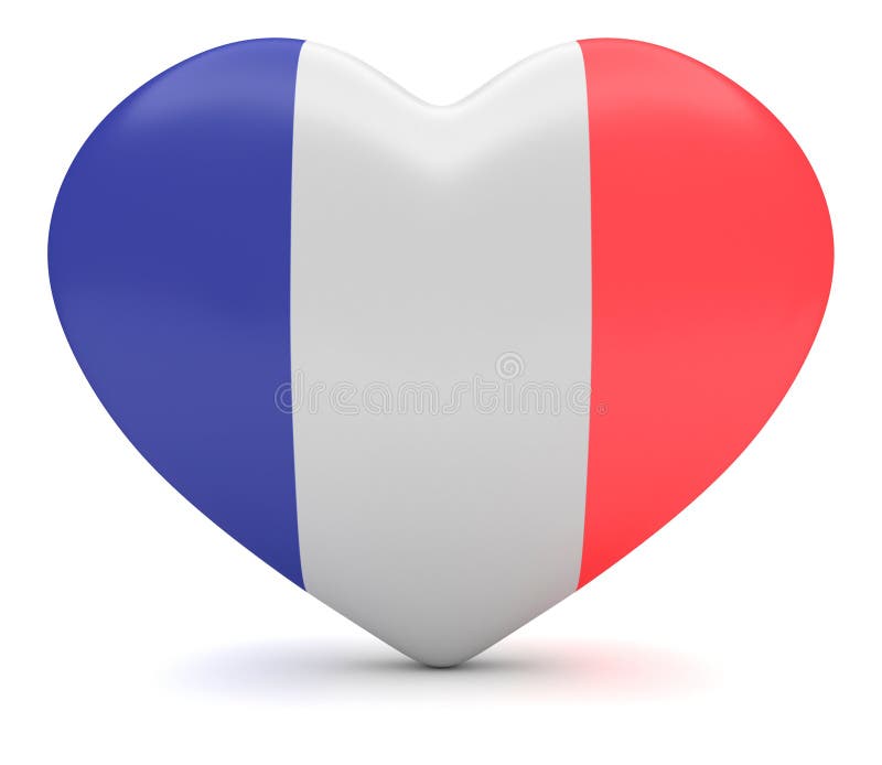 French Flag Tricolor Heart, 3d Illustration Stock Illustration ...