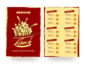 French Fries Menu For And Cafe Restaurant Stock Illustration 