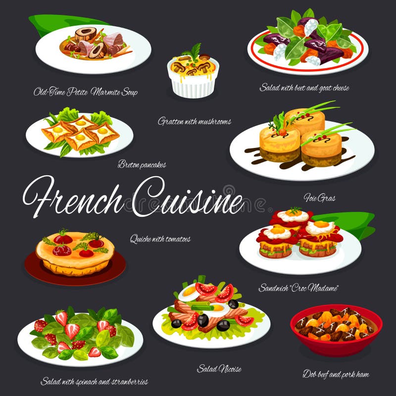 French Food Restaurant Menu Card. Stock Illustration - Illustration of ...